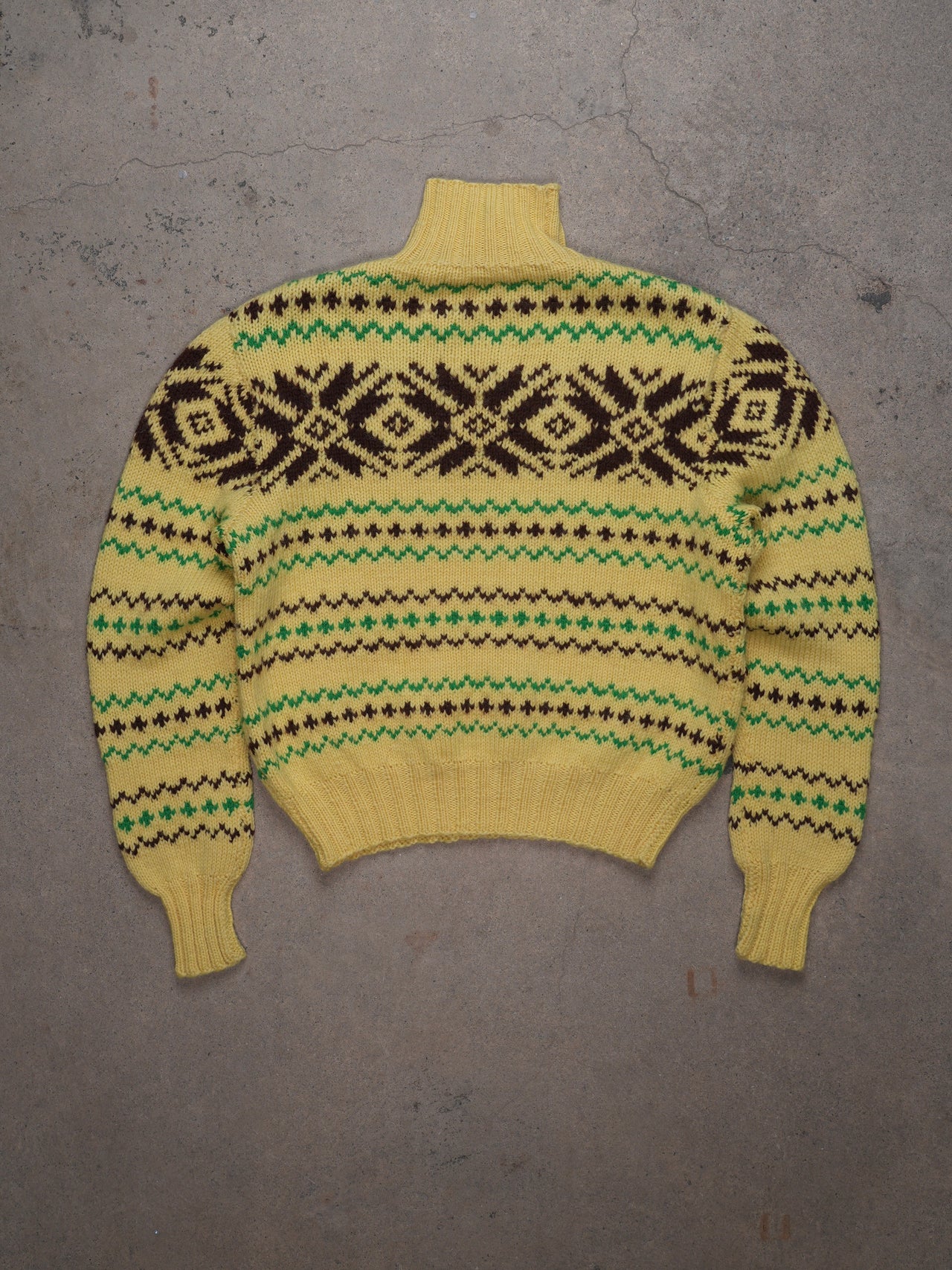 Vintage 1960s - Hand Knit Snowflake Pattern Sweater