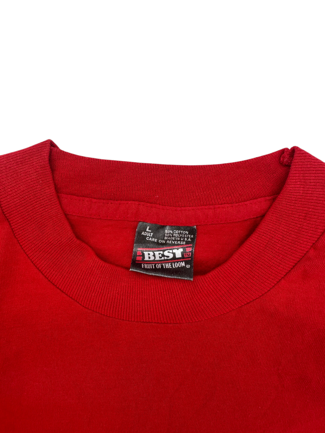 Exile Vintage red 1990s Coast Guard Festival t-shirt featuring a Fruit of the Loom Best tag, size large.