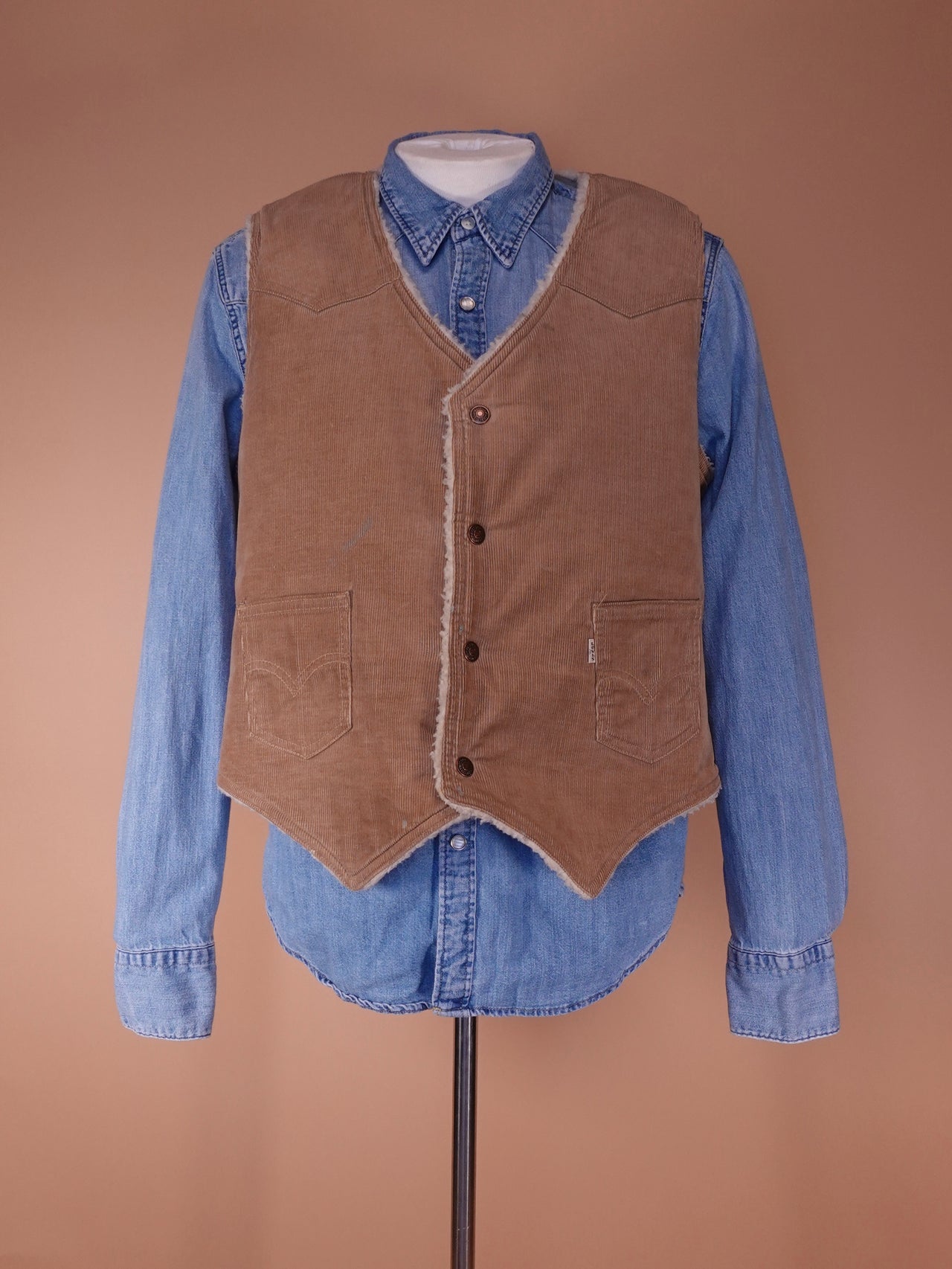 Vintage 1970s - Levis Corduroy Sherpa Vest