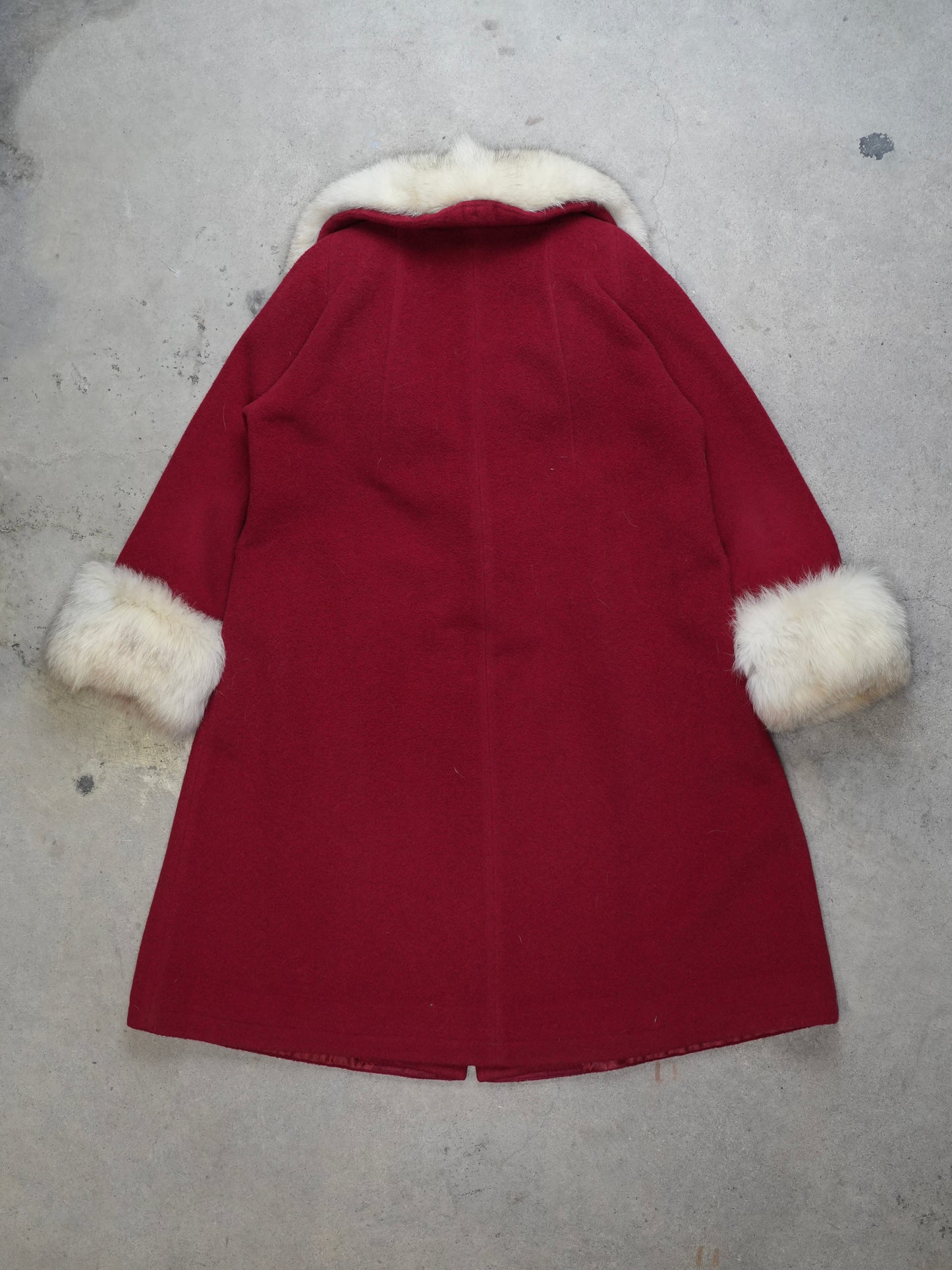 1960S - VELVETEEN FUR TRIMMED WOOL COAT