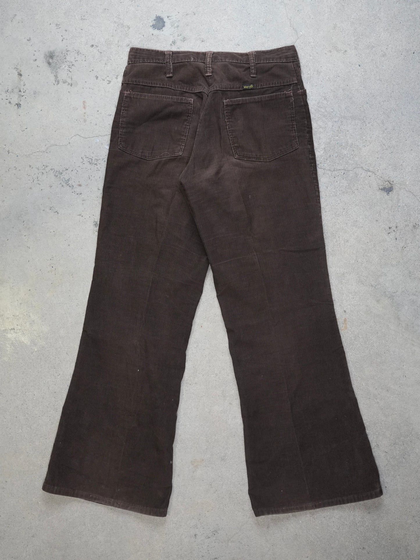 1970S - WRANGLER BROWN FLARED CORDUROY TROUSERS
