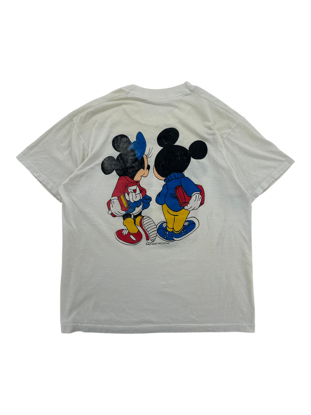 Exile Vintage 1980s white t-shirt featuring a back graphic of Mickey and Minnie Mouse in Washington DC