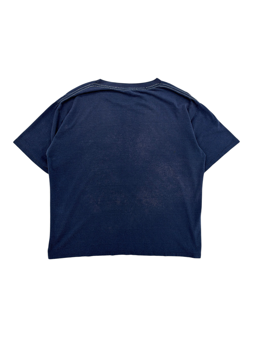 Back view of a vintage navy blue 1980s BFI Run For Hope T-shirt from Exile Vintage, size large.