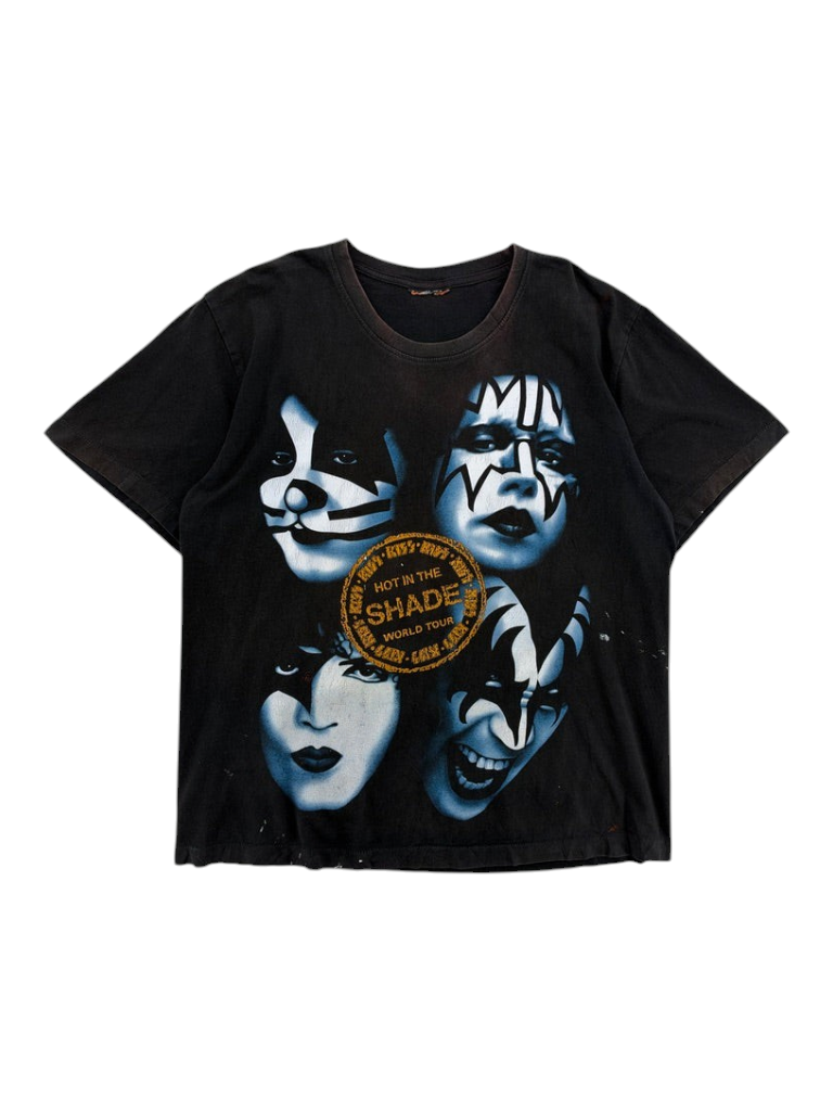 Exile Vintage 1990s KISS Hot In The Shade tour t-shirt in black with band member face graphic print