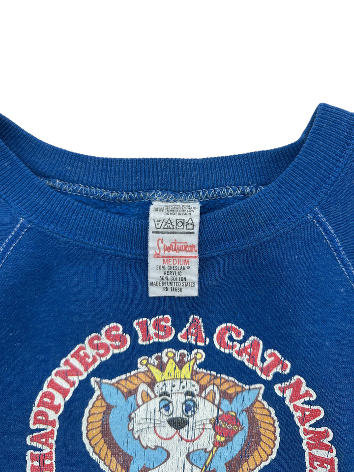 1990s Happiness Is A Cat Named Whiskers Crewneck