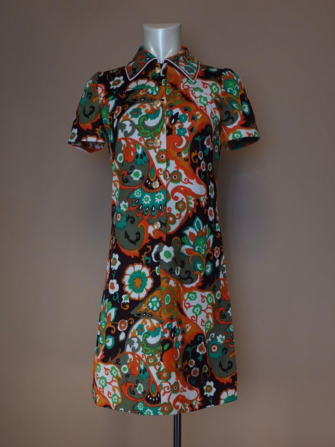 1970S - PAISLEY FLOWER POWER MIDI DRESS