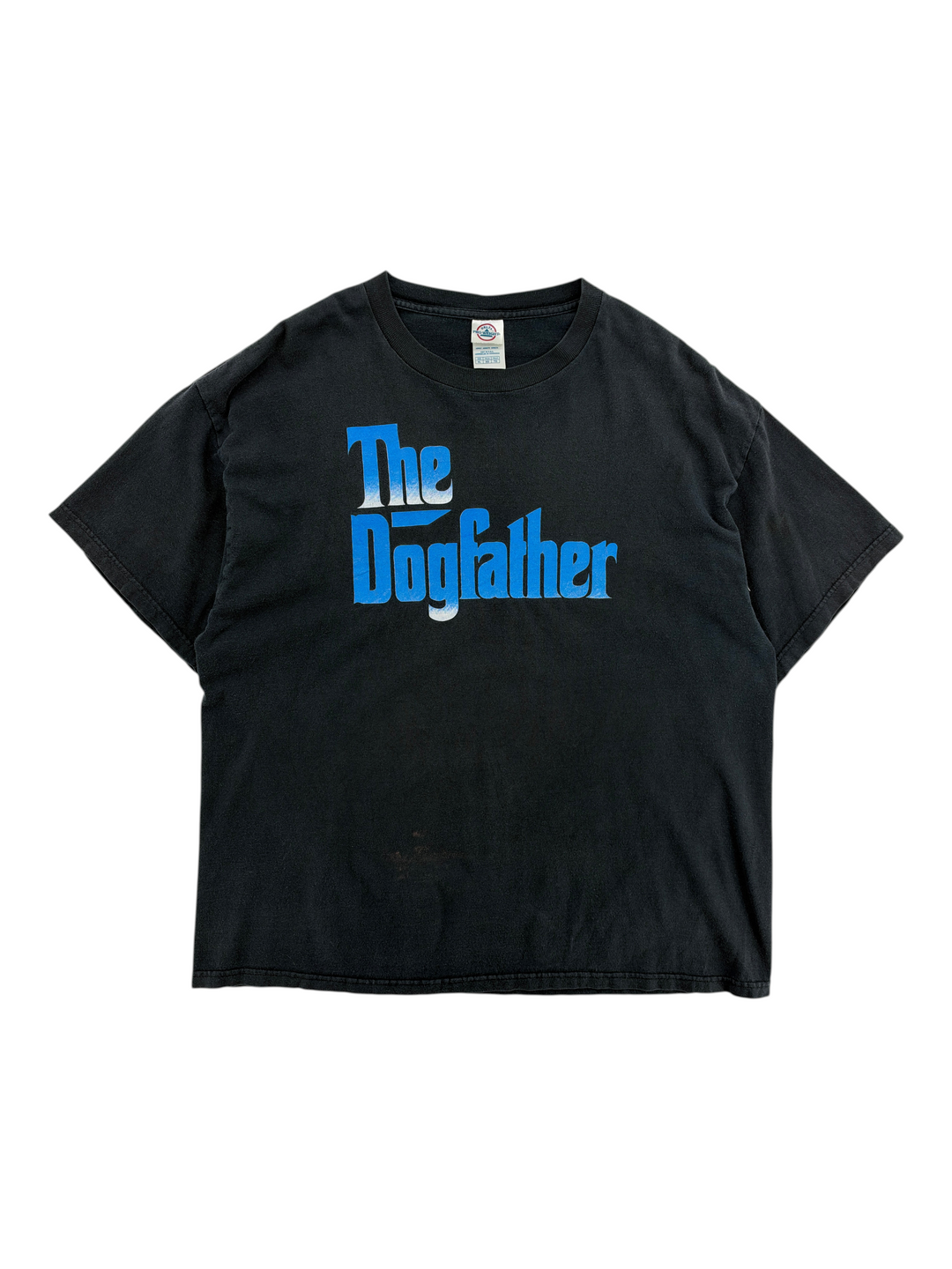 Exile Vintage 1990s black The Dogfather graphic t-shirt with blue lettering in size XL
