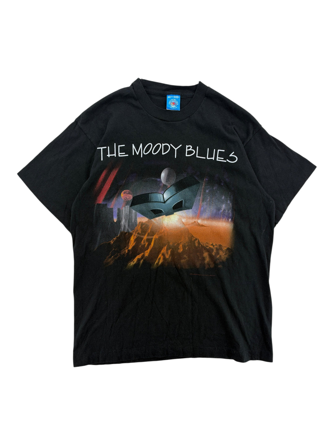 Exile Vintage black 1990s The Moody Blues band tour t-shirt with surreal space graphic print on the front
