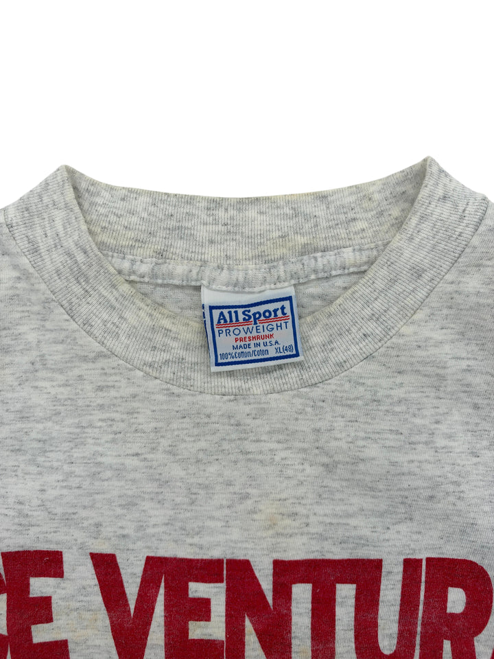 Exile Vintage 1990s Ace Ventura movie t-shirt with grey heather cotton fabric and All Sport Proweight tag