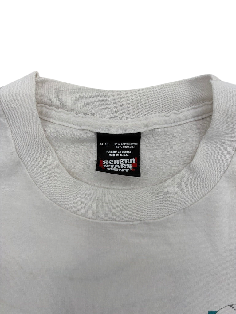 Exile Vintage white 1990s Screen Stars Best t-shirt neck label with cotton polyester blend details