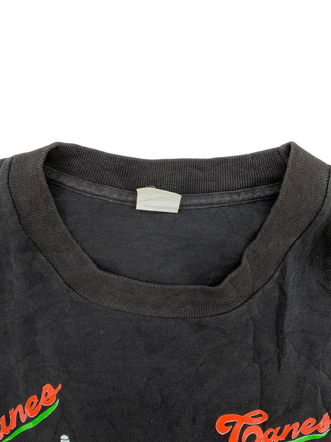 Exile Vintage black 1990s Miami Hurricanes Taz t-shirt with a ribbed crew neck collar