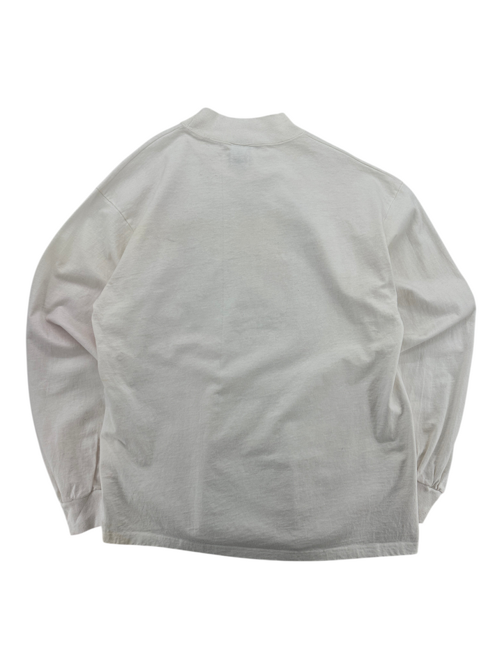 Exile Vintage 1990s white long sleeve crewneck sweatshirt, back view, size XL