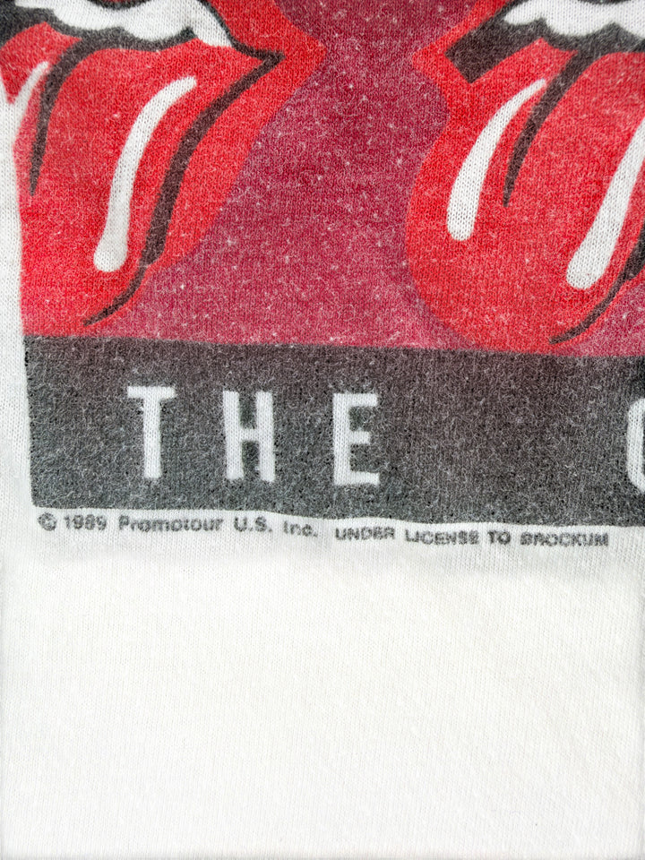 Exile Vintage 1989 Rolling Stones Steel Wheels tour t-shirt graphic detail with iconic red tongue logo