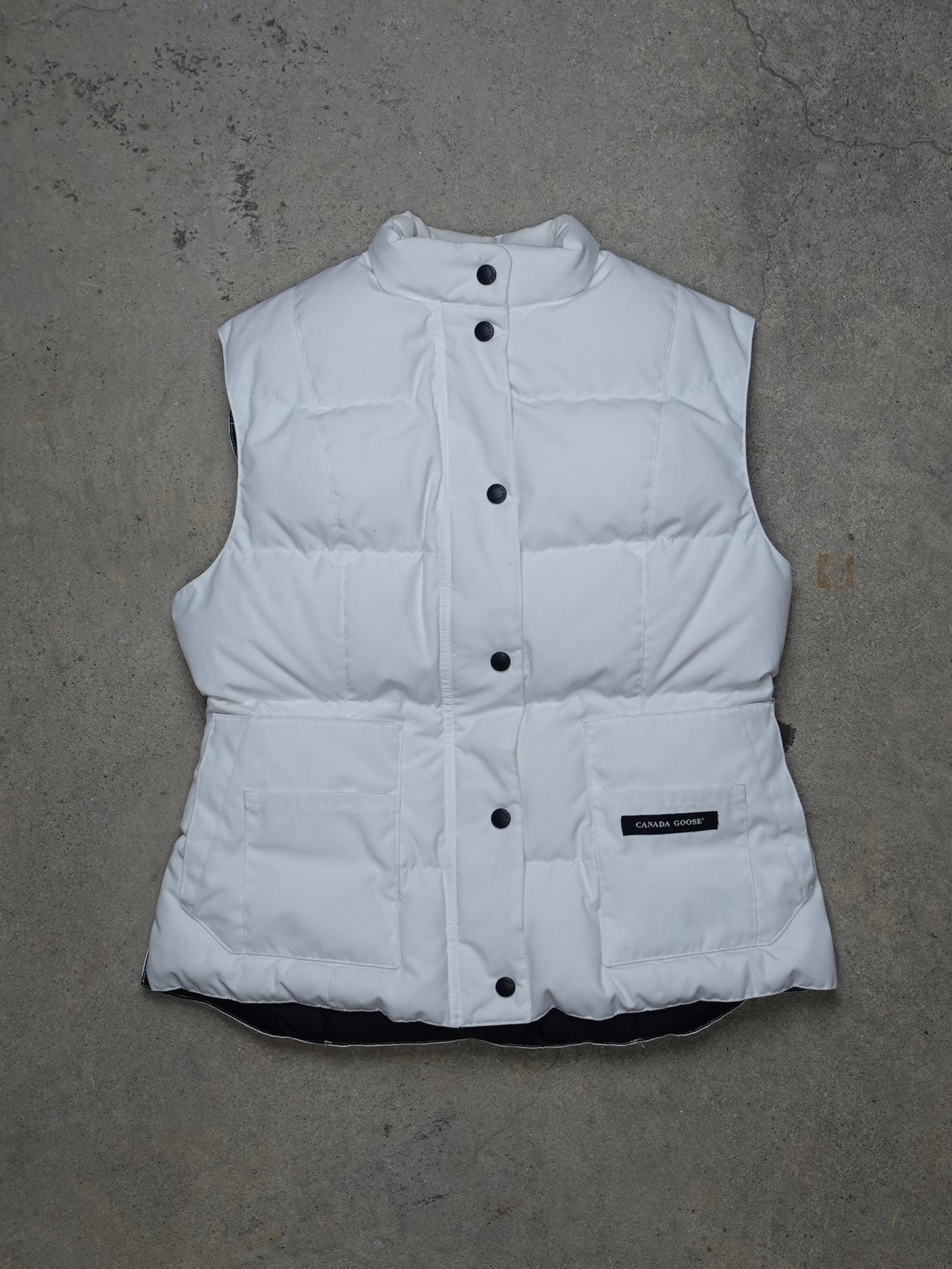 Vintage Canada Goose White Down Lined Quilted Vest