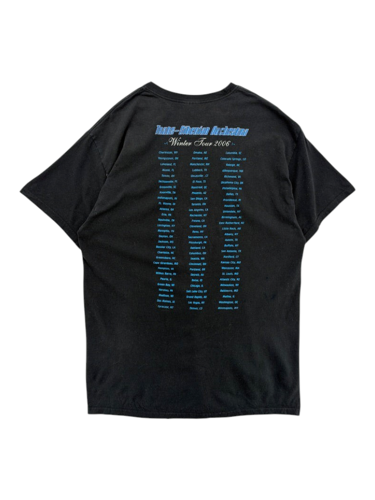 Exile Vintage black 2000s Trans-Siberian Orchestra Winter Tour t-shirt with blue graphic print on the back