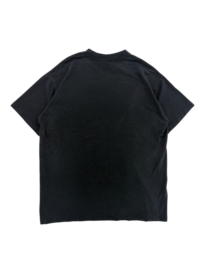 Exile Vintage 1980s Harley Davidson American Heritage black t-shirt, back view of XL cotton graphic tee
