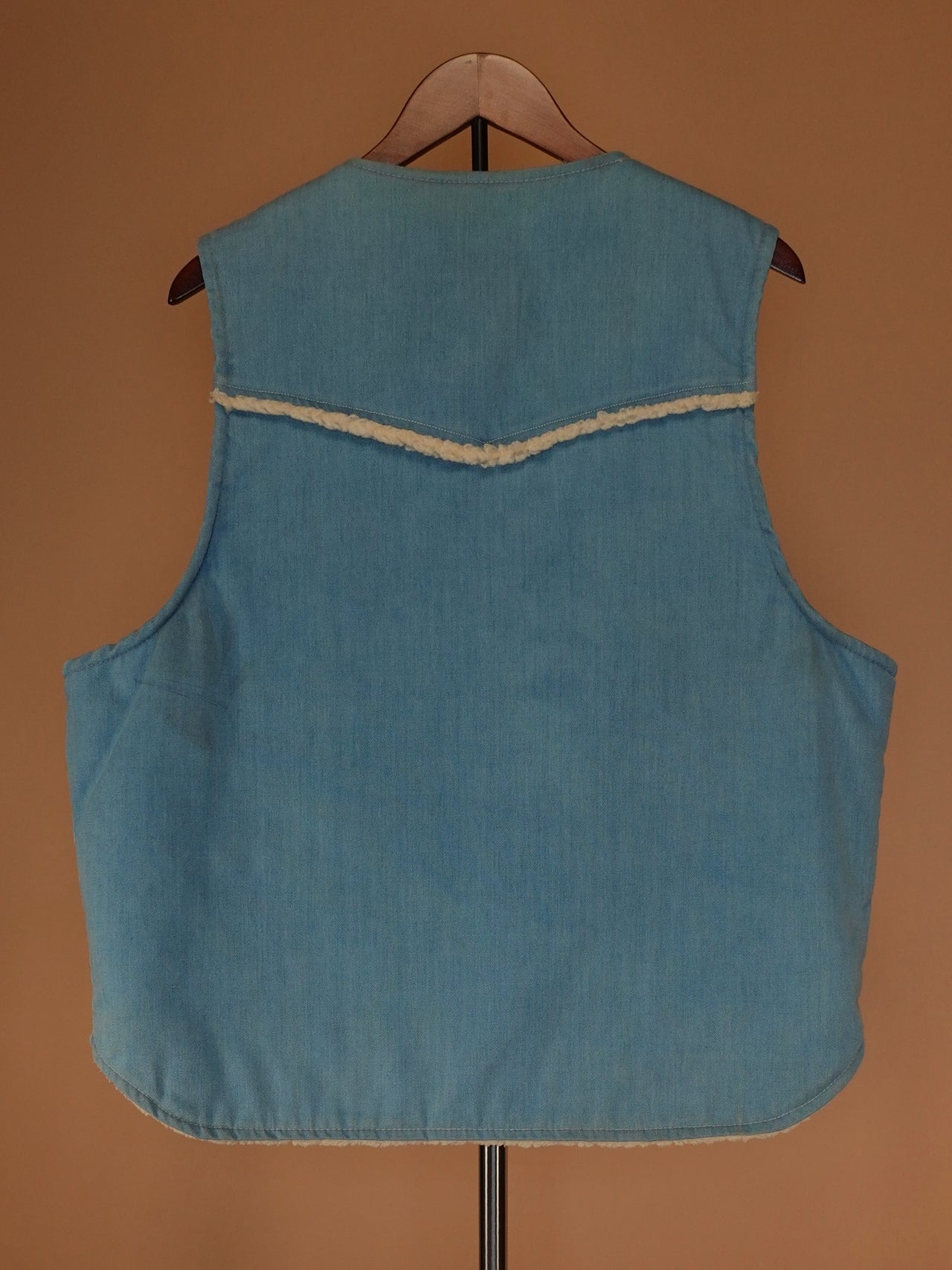 Vintage 1970s - Denim Sherpa Lined Vest By Weathercaster