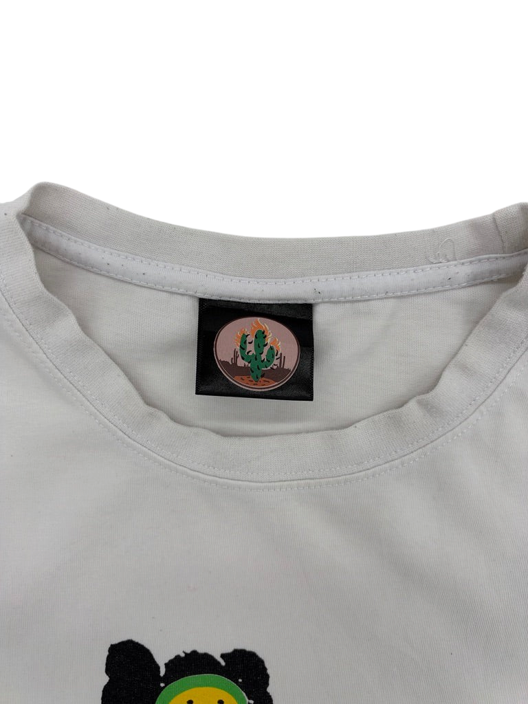 Exile Vintage Cactus Plant Flea Market white t-shirt featuring a branded cactus logo neck label