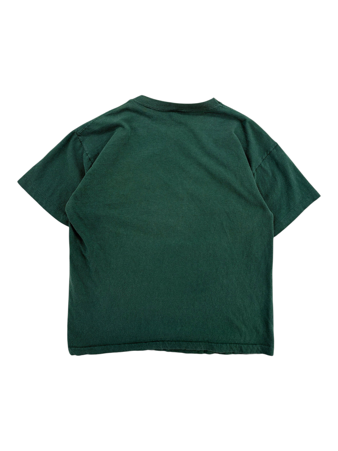 Exile Vintage 1970s Notre Dame t-shirt in dark green, back view of a vintage cotton crew neck tee