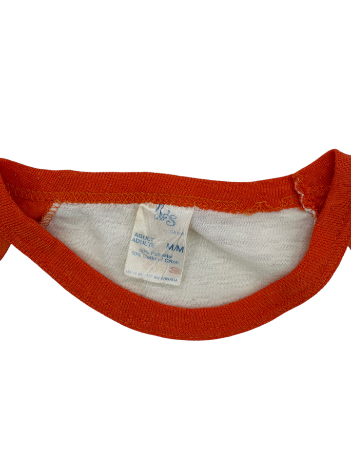 Exile Vintage 1980s white and orange raglan t-shirt size M label detail