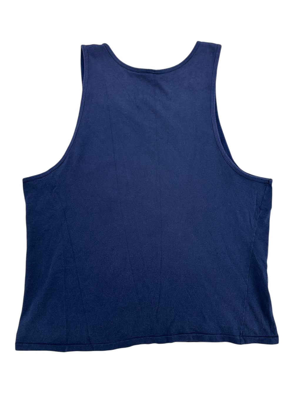 Exile Vintage 1990s Labatt Blue navy blue cotton tank top, back view of XL sleeveless shirt