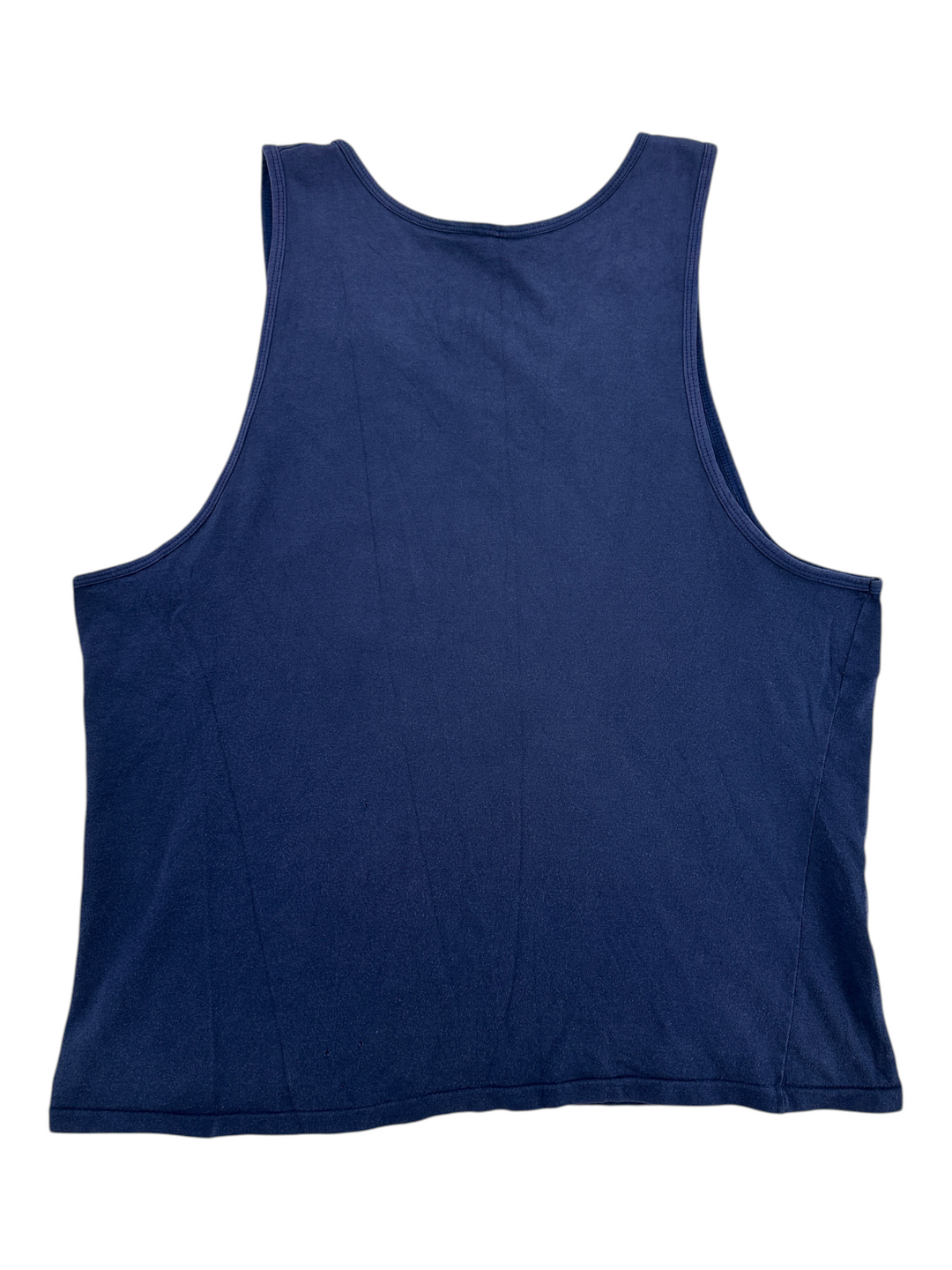 Exile Vintage 1990s Labatt Blue navy blue cotton tank top, back view of XL sleeveless shirt