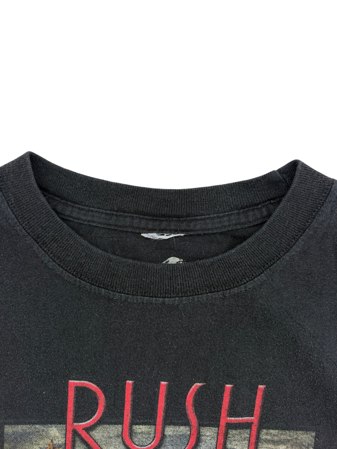 Exile Vintage black 2007 Rush tour t-shirt with crew neck collar and faded graphic detail