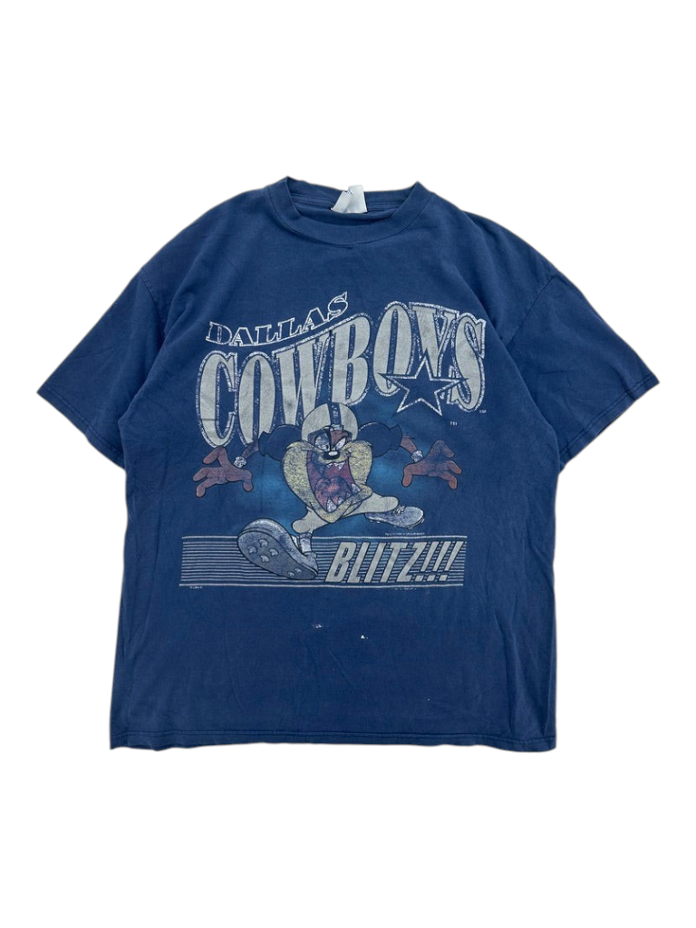 Exile Vintage 1990s navy blue Dallas Cowboys Taz graphic t-shirt with distressed screen print design