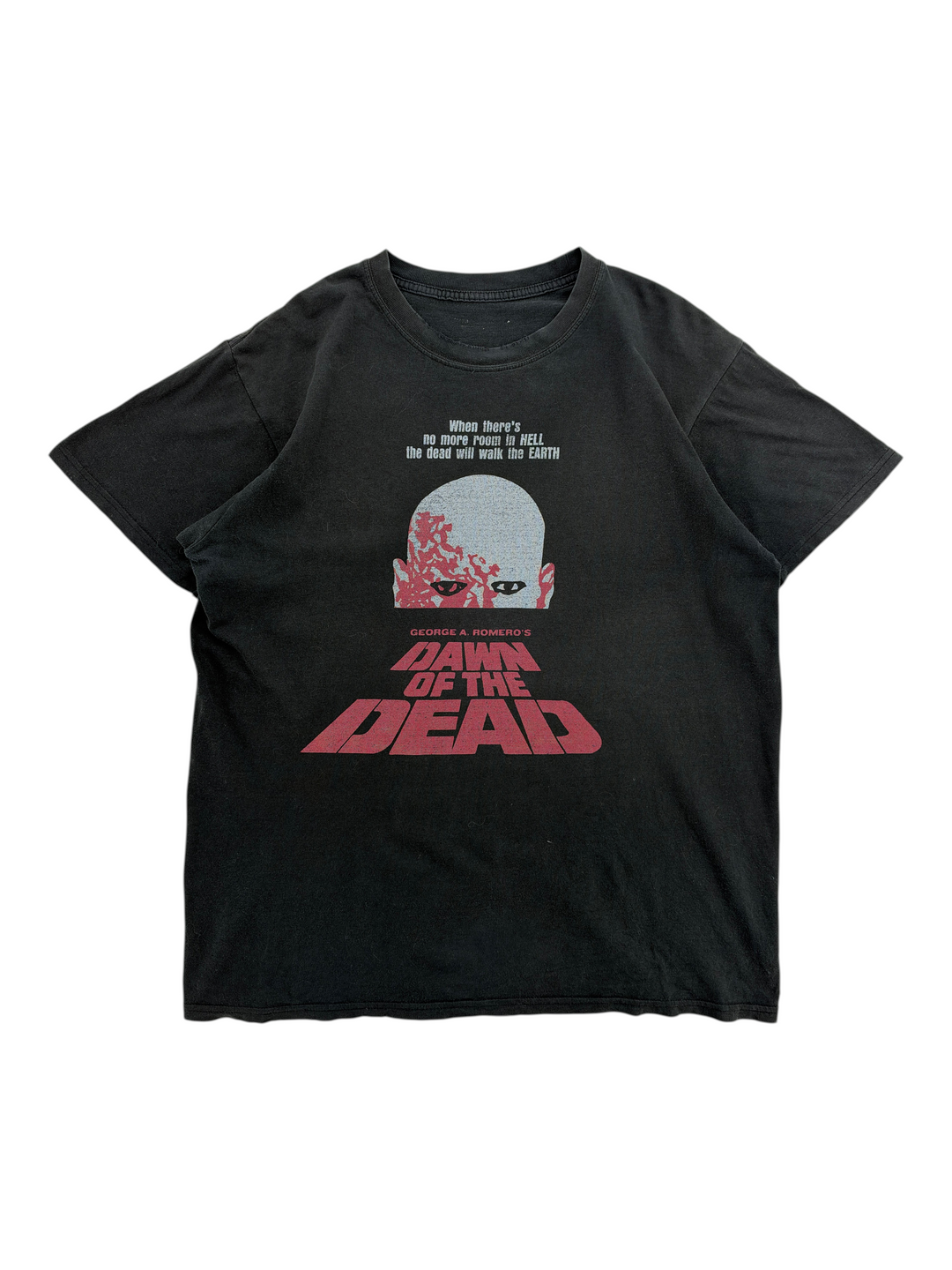 Exile Vintage 1990s black Dawn of the Dead graphic t-shirt with iconic horror movie quote and zombie head print
