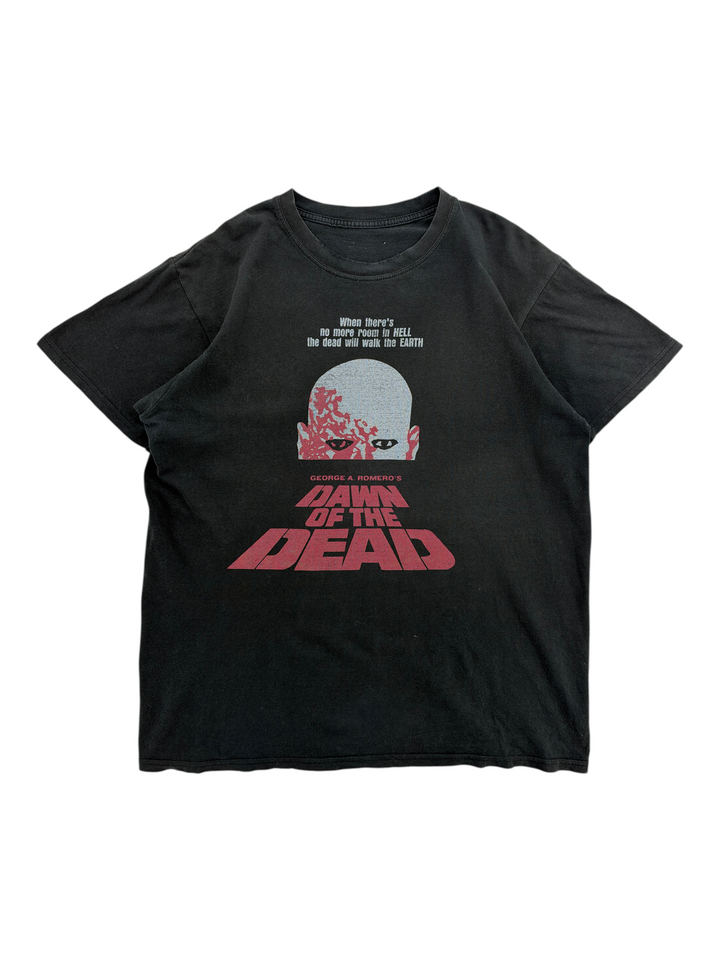 Exile Vintage 1990s black Dawn of the Dead graphic t-shirt with iconic horror movie quote and zombie head print