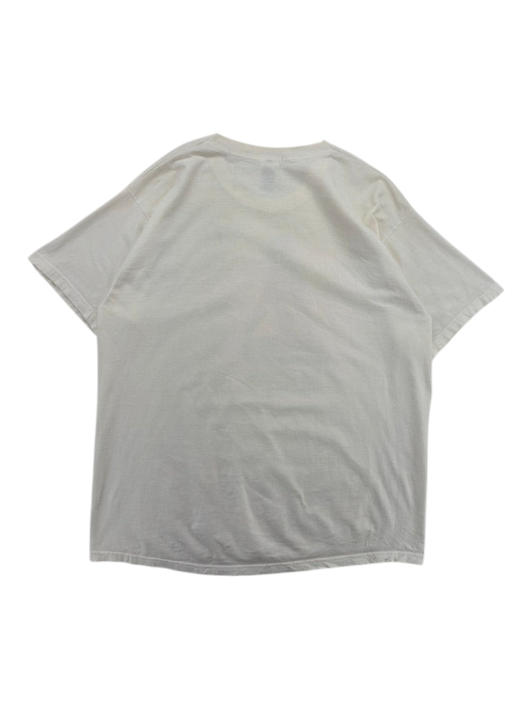Exile Vintage 2000s Fruit of The Loom white graphic t-shirt back view in size XL