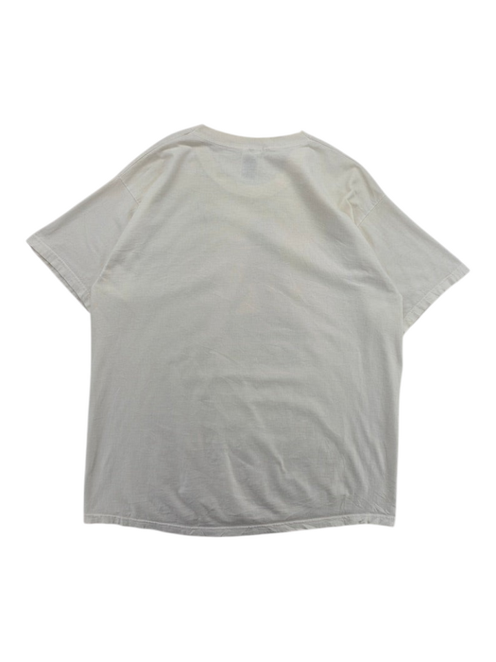 Exile Vintage 2000s Fruit of The Loom white graphic t-shirt back view in size XL