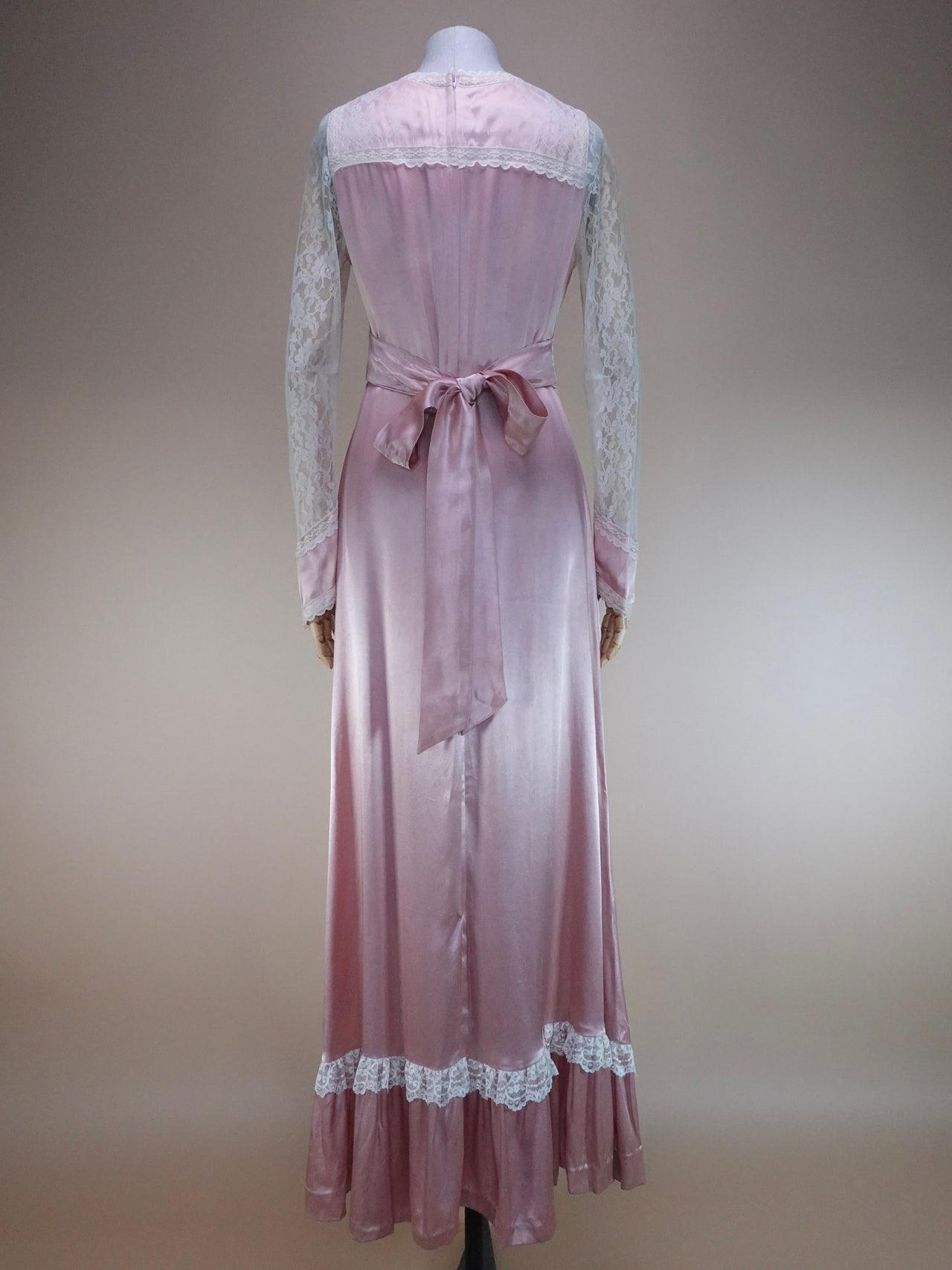 1970s - Gunne Sax Gold Label Pink Silk Dress