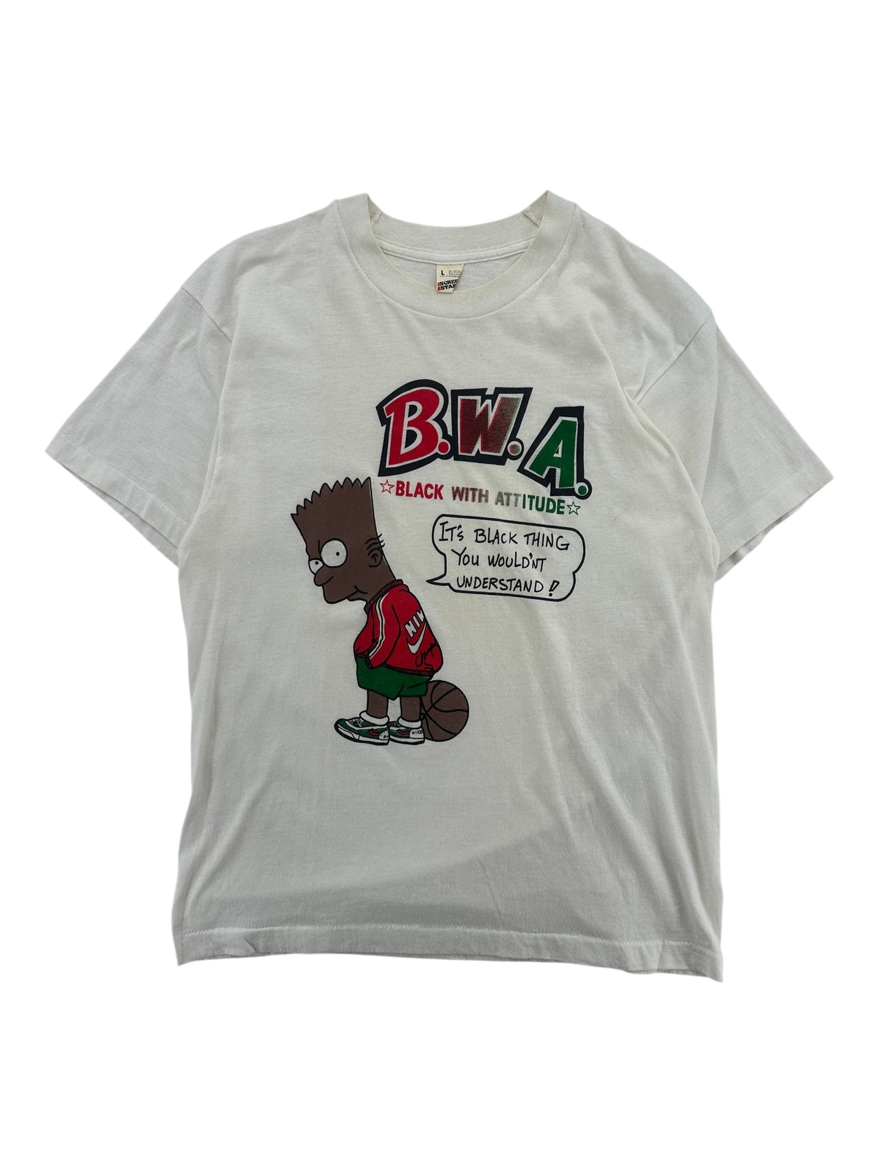 1990s Simpsons "B.W.A. Black With Attitude" T-shirt