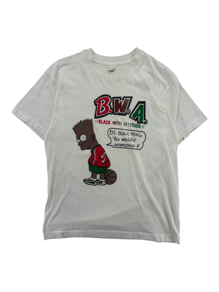 1990s Simpsons "B.W.A. Black With Attitude" T-shirt
