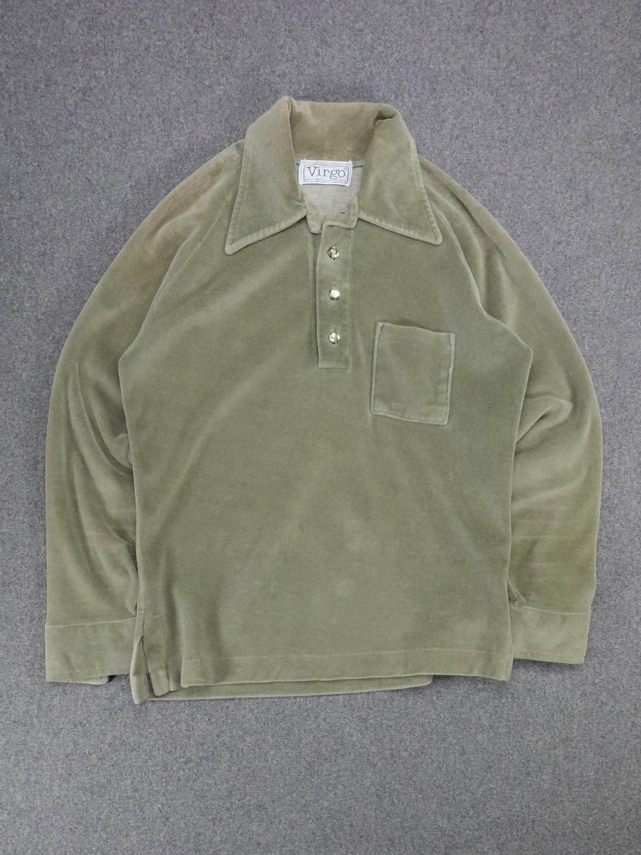 1970s -   Virgo by Warren Knit Terry Cloth Long Sleeve Pullover Shirt