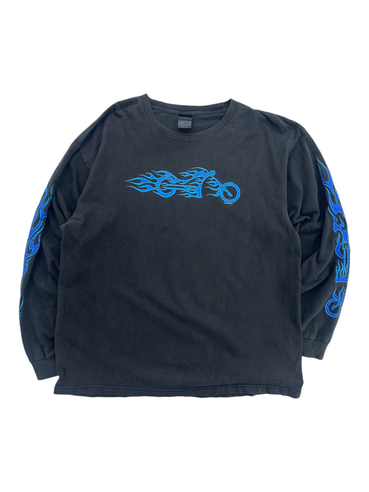 2002 Lake George Motorcycle Flame Long Sleeve T-shirt