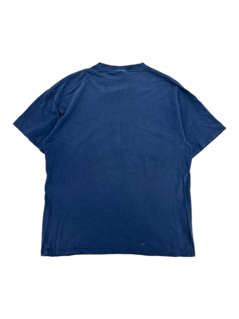 Exile Vintage navy blue 1990s Dallas Cowboys Taz graphic t-shirt, back view of a size large cotton crewneck tee.