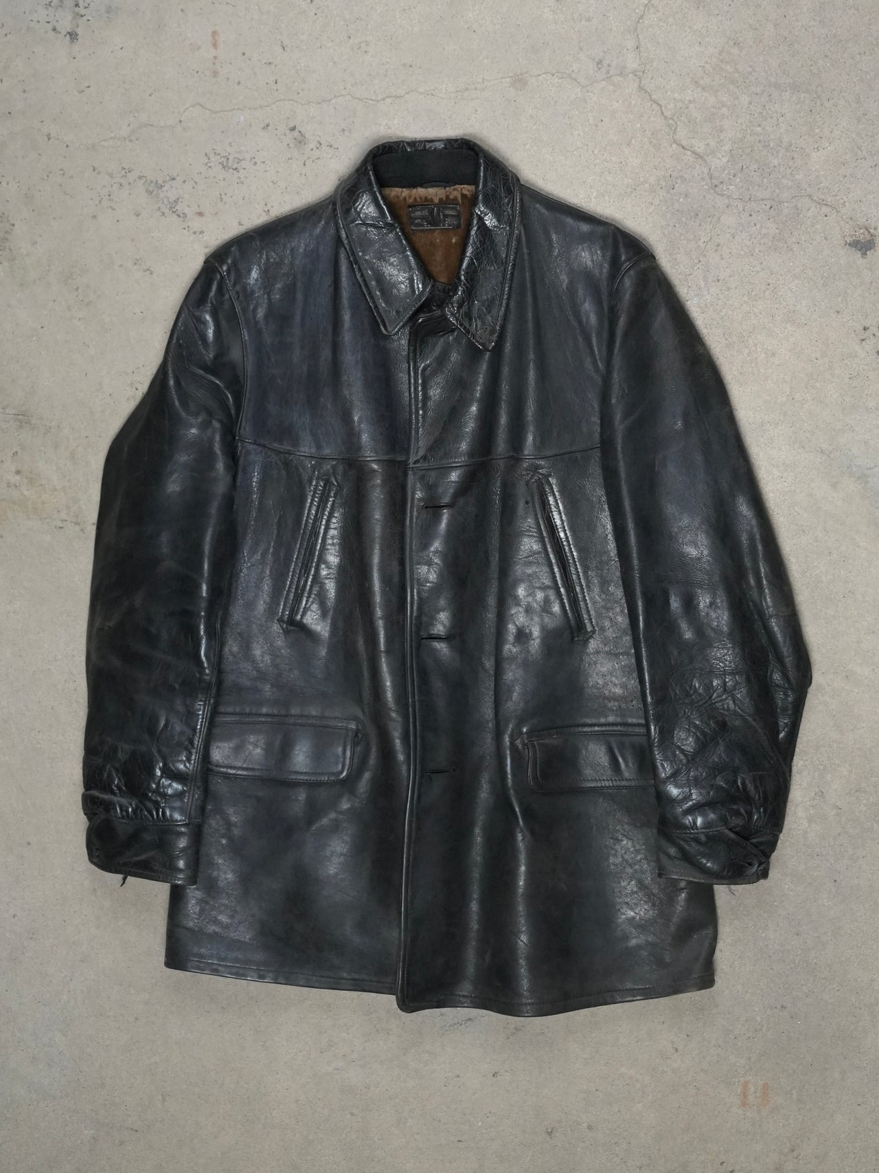 1940S - HORSEHIDE/STEERHIDE LEATHER COAT