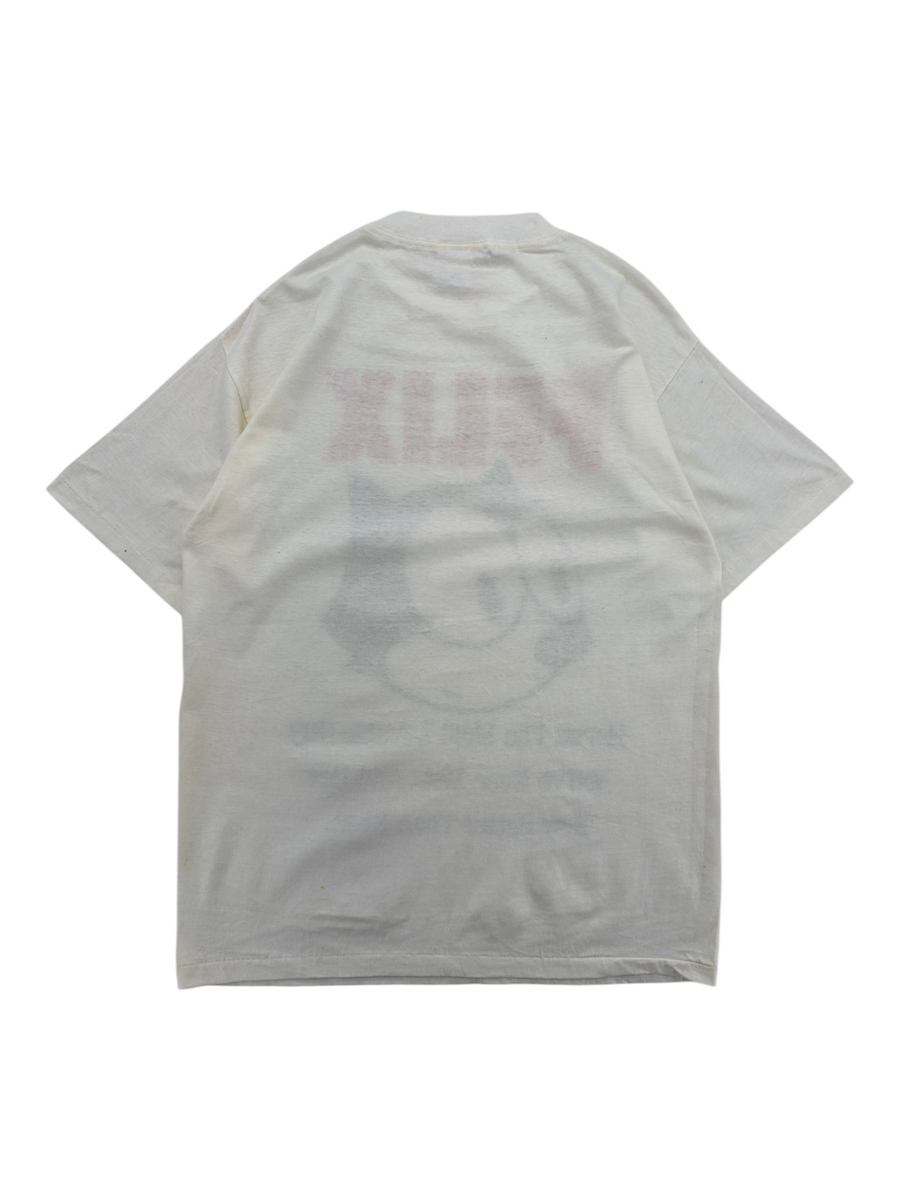 Exile Vintage 1990s Felix The Cat white graphic t-shirt, back view showing faded character print