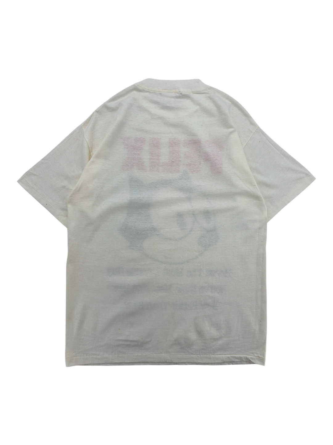Exile Vintage 1990s Felix The Cat white graphic t-shirt, back view showing faded character print