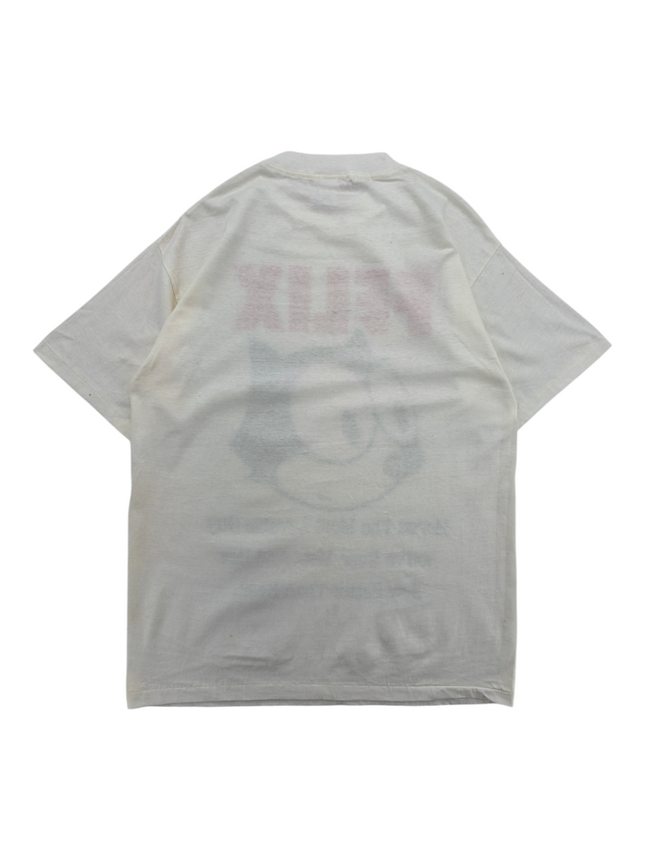 Exile Vintage 1990s Felix The Cat white graphic t-shirt, back view showing faded character print