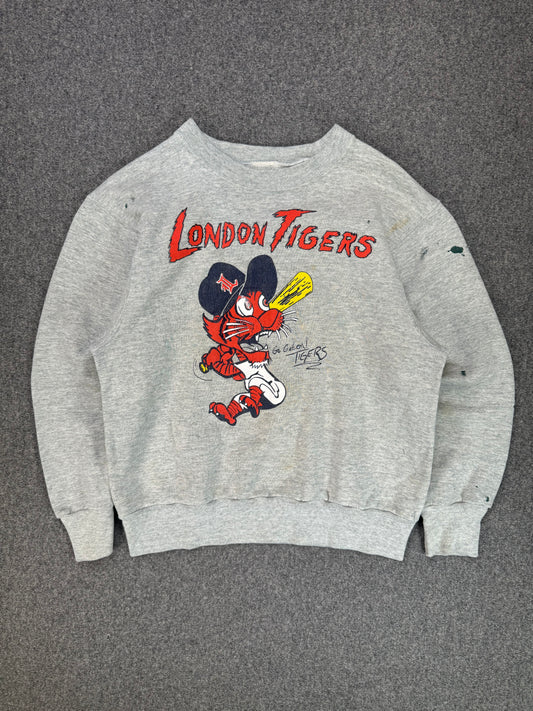 1970s - London Tigers Cartoon Graphic Crewneck Sweatshirt