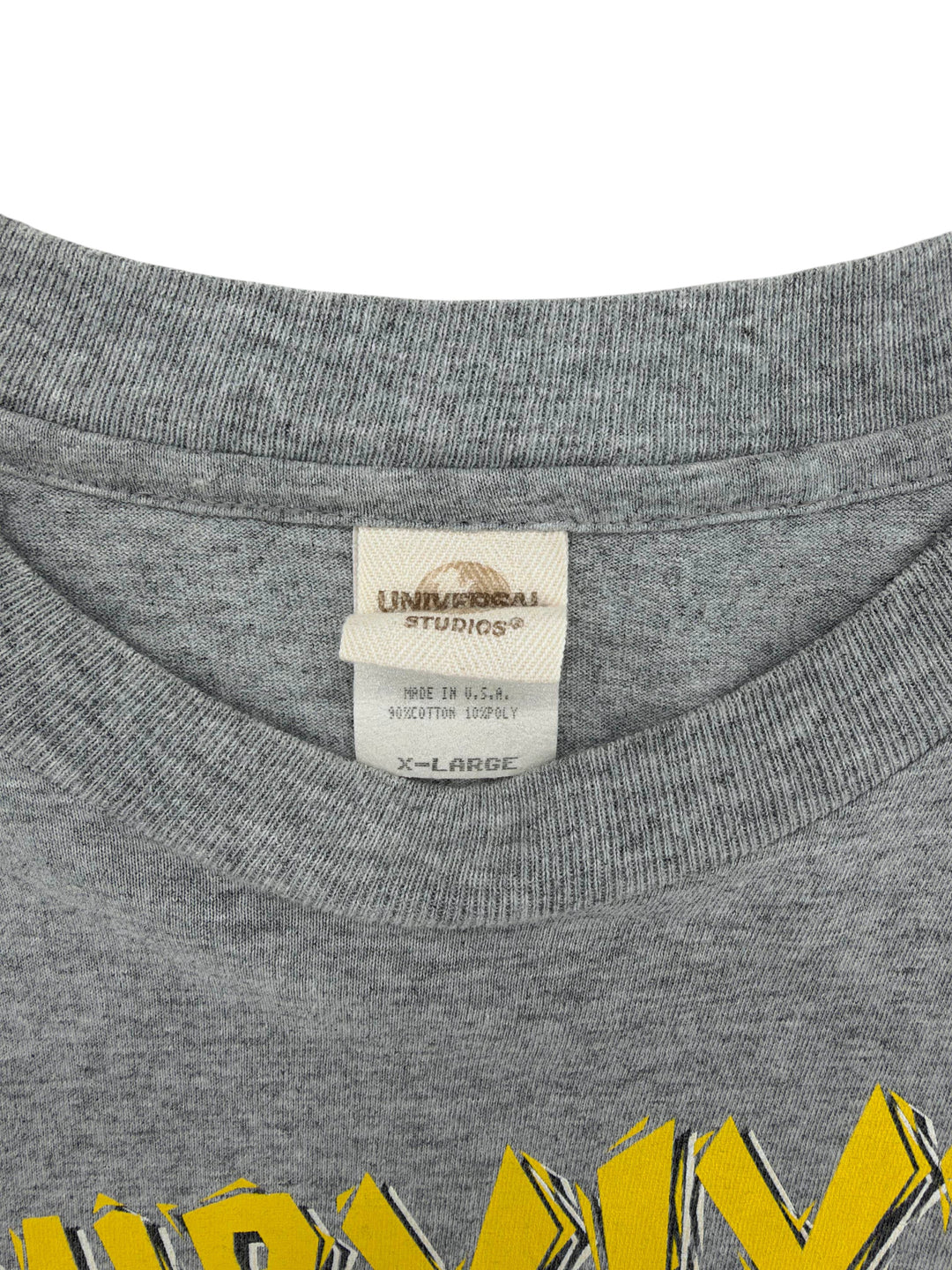 Exile Vintage grey 1990s Jurassic Park The Ride T-shirt collar with Universal Studios tag, size XL