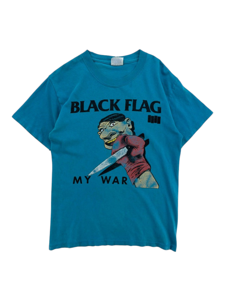 Exile Vintage 2000s Black Flag My War graphic t-shirt in teal cotton with a vintage band print