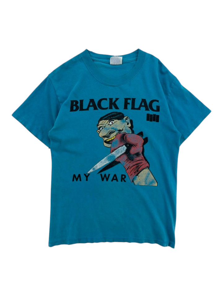 Exile Vintage 2000s Black Flag My War graphic t-shirt in teal cotton with a vintage band print