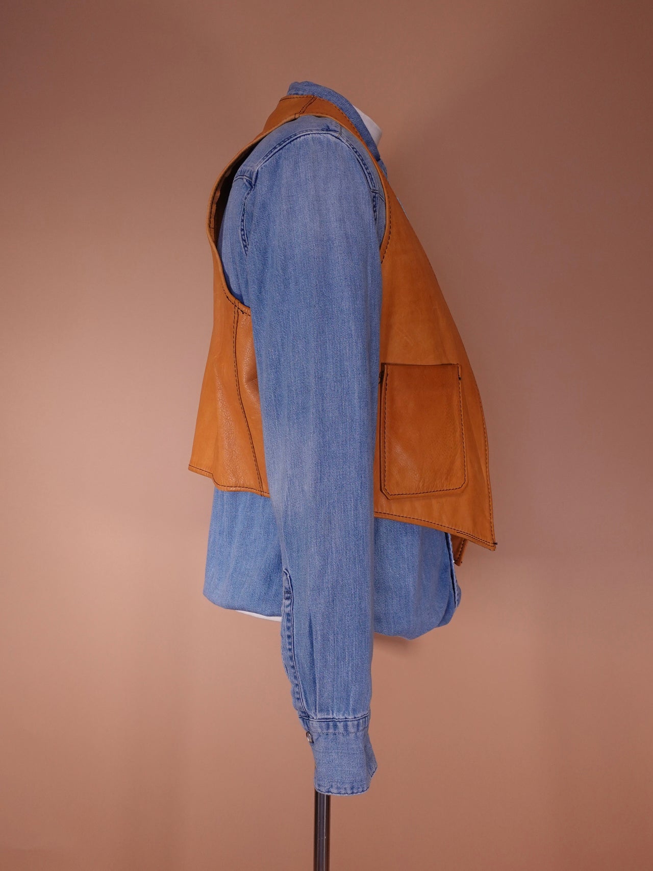 Vintage 1970s - Hand Made Leather Vest