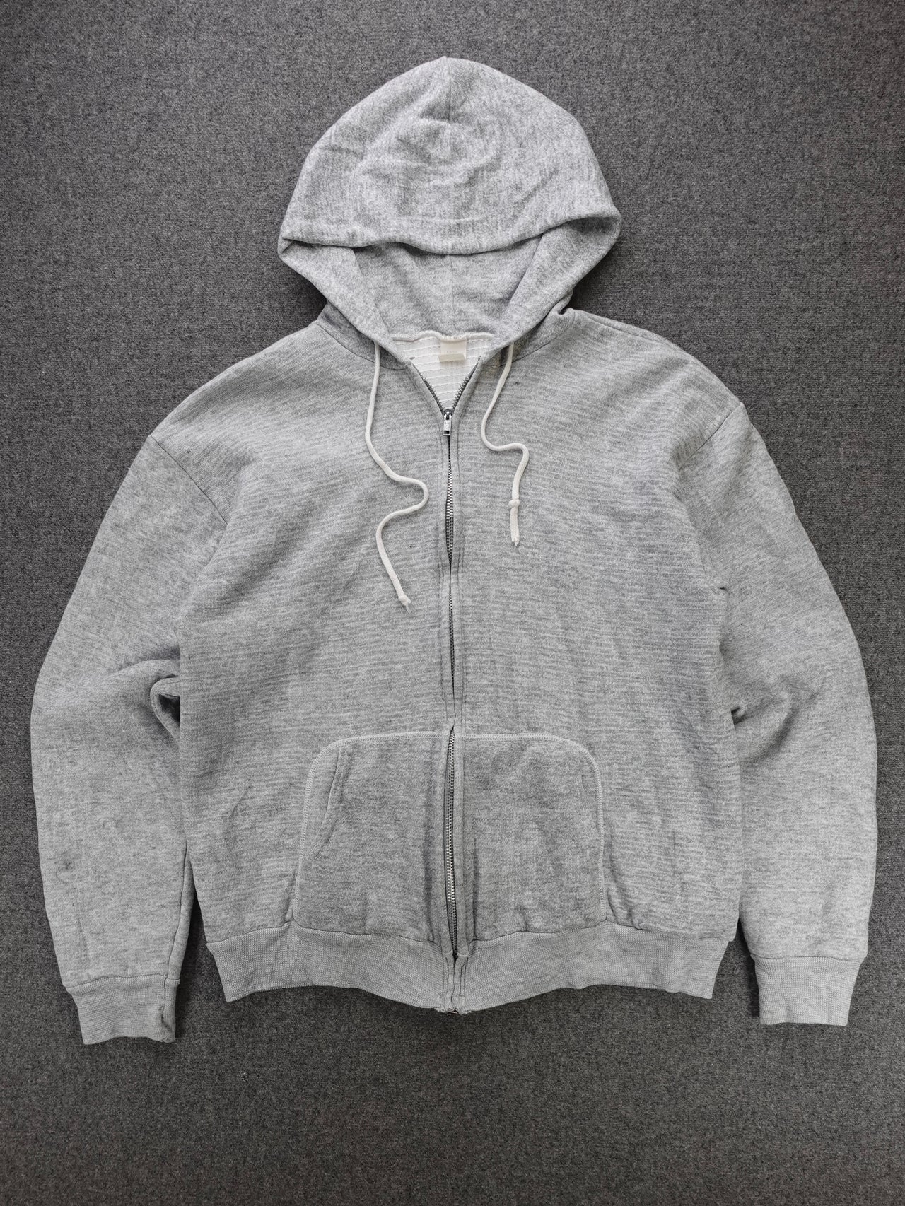 Vintage 1990s - Waffle Lined D-Pocket Zip Up Hoodie