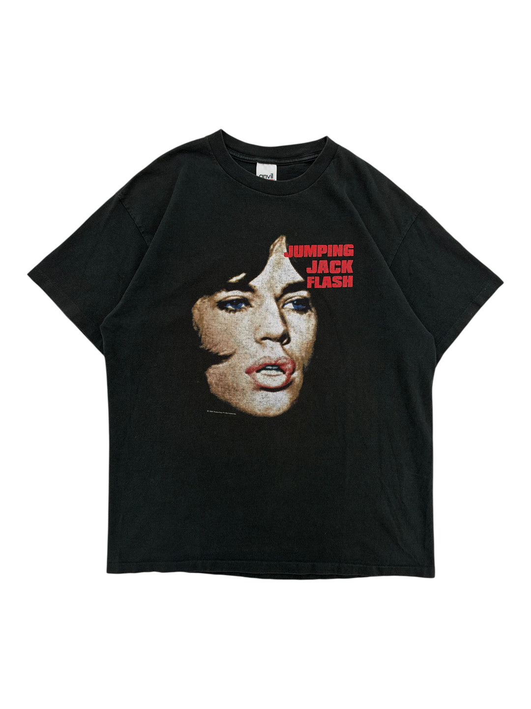 Exile Vintage black 1990s Rolling Stones Jumping Jack Flash graphic t-shirt with Anvil tag in size XL