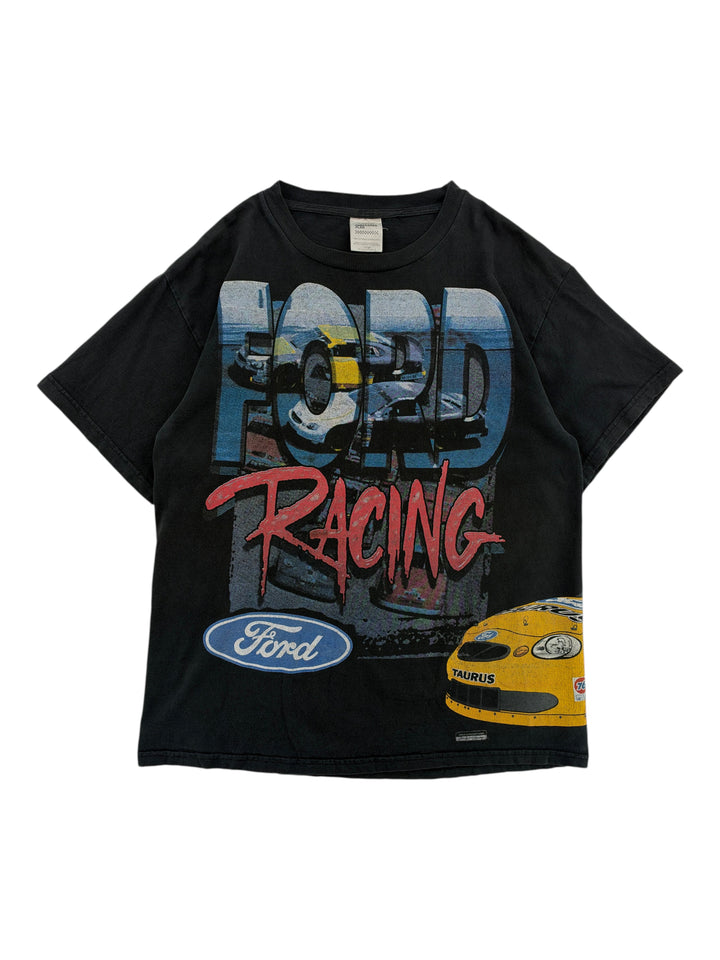 Exile Vintage 1990s black Ford Racing Taurus graphic t-shirt with large retro car print and Ford logo